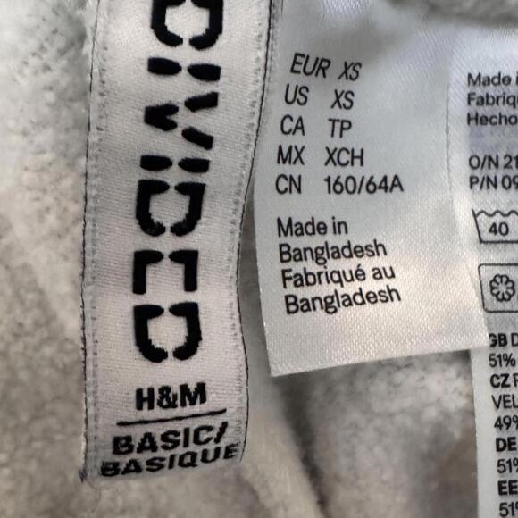 H&M Pants Womens XS White Fleece Wide Leg Elastic Waist Pockets Lounge Basic - Picture 7 of 11